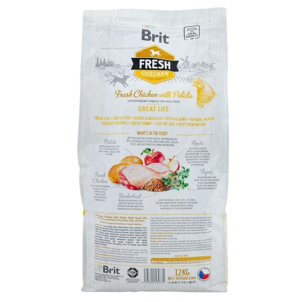 Корм сухий Brit Fresh Chicken/Potato Adult для дорослих собак всіх порід з куркою та картоплею 12 кг 8595602530731 8595602530731 фото