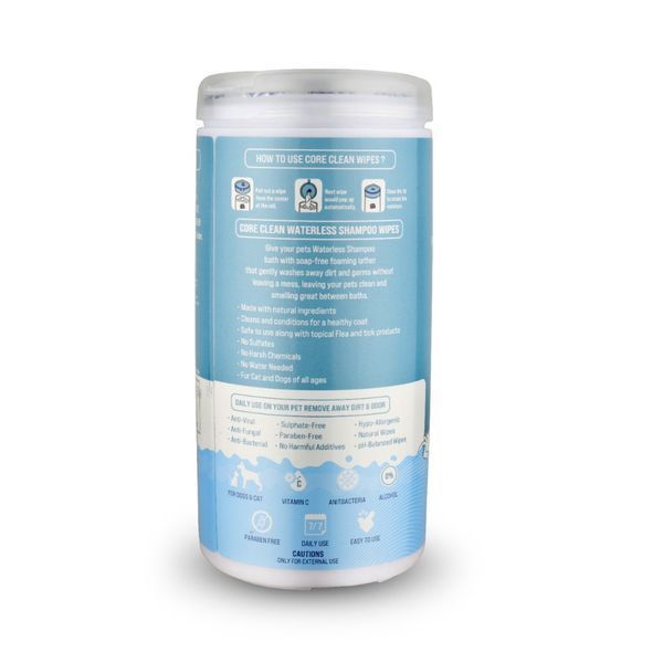 Серветки вологі Pet Clean PET WATERLESS SHAMPOO WIPES для домашніх тварин швидке очищення складок з медово-вівсяним ароматом 8939111098762 8939111098762 фото