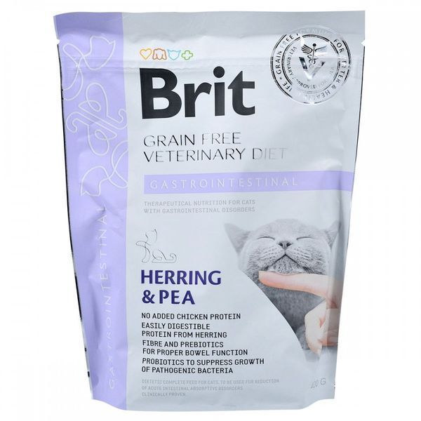 Корм сухий Brit Grain Free VetDiet Cat Gastrointestinal для котів з порушеним травленням з оселедцем лососем яйцем та горохом 170964/528431 фото