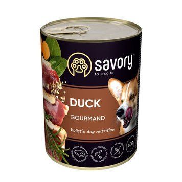 Корм вологий Savory Dog Gourmand Duck паштет для дорослих собак усіх порід з качкою 400 г 4820232630464 4820232630945 фото