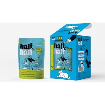 Набір вологих кормів Half&Half "5+1" Turkey in Gravy for Puppy для цуценят шматочки в соусі з індичкою паучі 6 шт х 100 г 2700000022412 HH_60032 фото