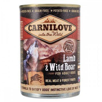 Корм вологий Carnilove Dog k консерви для собак з ягням і кабаном 400 г 8595602529230 100131/529315 фото