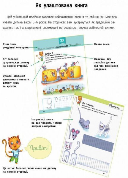 Книжка з наліпками Розвивалочка з котом Тарасиком. 5-6 років. С1617007У 9786170980014 9786170980014 фото