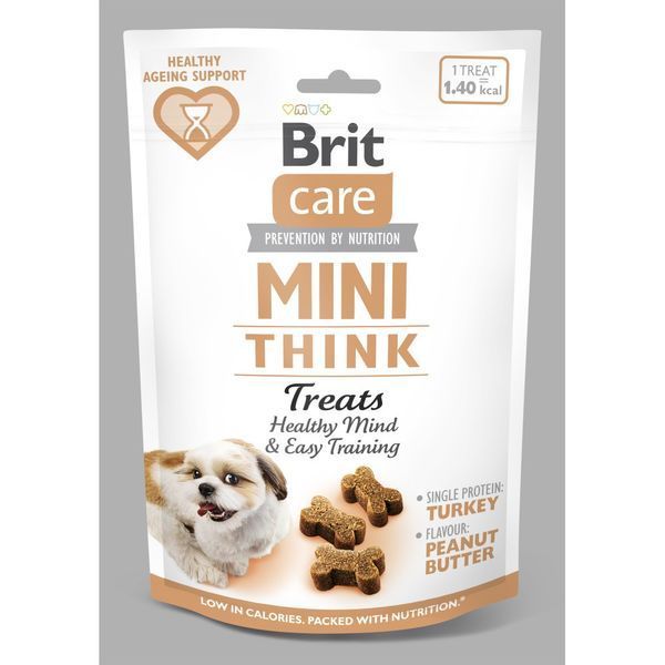 Ласощі Brit Care Mini Treats Think для собак малих порід для розумових здібностей індичка смак арахісове масло 50 г 8595602578559 8595602578559 фото