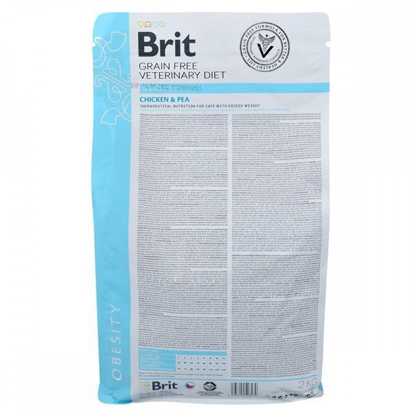 Корм сухий Brit Grain Free VetDiet Cat Obesity для котів з зайвою вагою та ожирінням з куркою та горохом 2 кг 170966/528479 фото