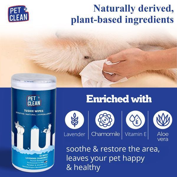 Серветки вологі Pet Clean PET TUSHIE WIPES гіпоалергенні для домашніх тварин з ароматом Алое Вера 50шт 8939111099370 8939111099370 фото