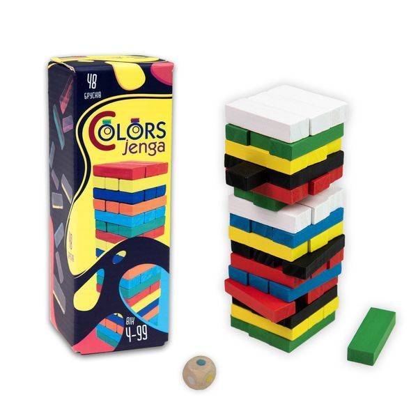 Настільна гра Strateg Дженга "Colors Jenga" 48 брусків (30717) 4820220569394 30717 фото