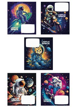 Зошити учнівські, набір 5 шт, I need my space виб.УФ-лак. Зошит Star у клітинку 12арк. 3496 4823088225631 4823088225631_012-3496K фото