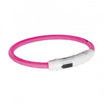 Нашийник Trixie Flash Light Ring USB для собак з підсвічуванням силіконовий рожевий розмір XS-S 35 см/7 мм 4053032127067 4053032127067 фото