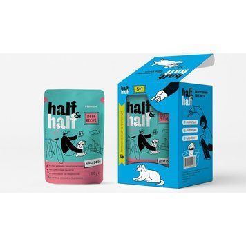 Набір вологих кормів Half&Half "5+1" Beef in Gravy for Adult Dogs для дорослих собак шматочки в соусі з яловичиною паучі 6 ш HH_60049 фото