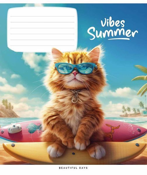 Зошит учнівський, набір 5 шт, Summer vibes ВД-лак. Зошит Star у клітинку 24арк. 3494 4820006472108 4820006472108_024-3494K фото