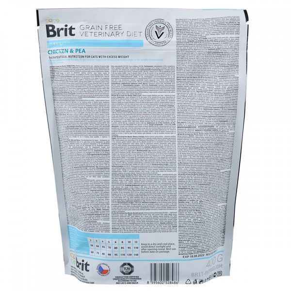 Корм сухий Brit Grain Free VetDiet Cat Obesity для котів з зайвою вагою та ожирінням з куркою та горохом 400 г 170967/528486 фото