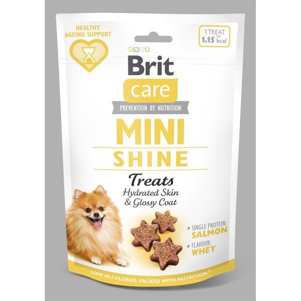 Ласощі Brit Care Mini Treats Shine для собак малих порід для блискучої шерсті лосось 50 г 8595602578566 8595602578566 фото
