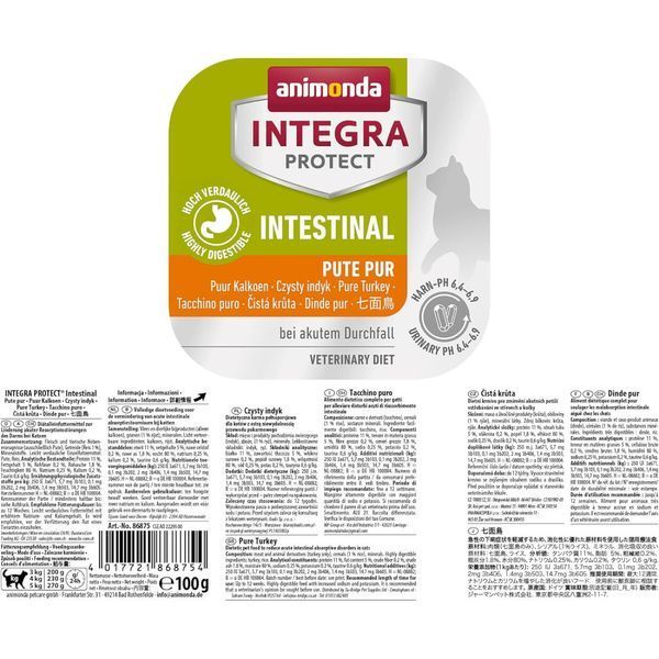 Корм ветеринарний вологий Integra Protect Intestinal Pure Turkey для котів при захворюванні кишково шлункового тракту 100г 86875IPR фото