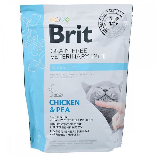 Корм сухий Brit Grain Free VetDiet Cat Obesity для котів з зайвою вагою та ожирінням з куркою та горохом 400 г 170967/528486 фото