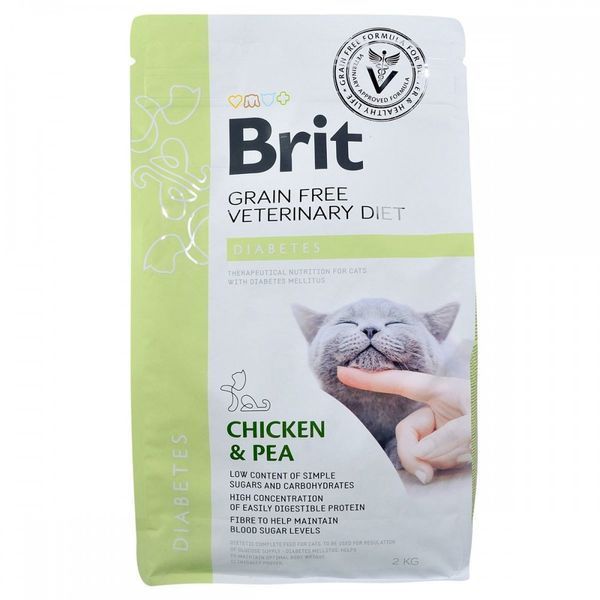 Корм сухий Brit Grain Free VetDiet Cat Diabetes для котів з цукровим діабетом беззерновий з куркою та горохом 2 кг 170969/528523 фото
