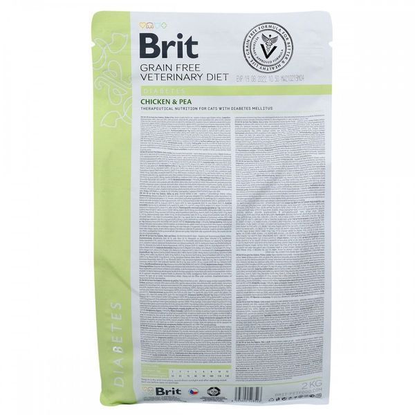 Корм сухий Brit Grain Free VetDiet Cat Diabetes для котів з цукровим діабетом беззерновий з куркою та горохом 2 кг 170969/528523 фото