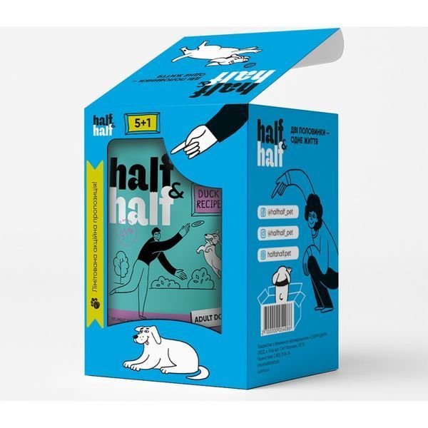 Набір вологих кормів Half&Half "5+1" Duck in Gravy for Adult Dogs для дорослих собак шматочки в соусі з качкою паучі 6 шт х HH_60056 фото