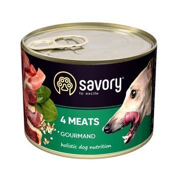 Корм вологий Savory Dog Gourmand 4 meats паштет для дорослих собак усіх порід з чотирма видами м&rsquo;яса 200 г 4820232630372 4820232630853 фото