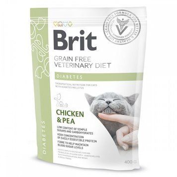 Корм сухий Brit Grain Free VetDiet Cat Diabetes для котів з цукровим діабетом беззерновий з куркою та горохом 400 г 170970/528530 фото