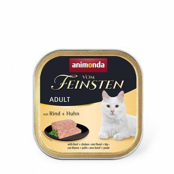 Корм вологий Vom Feinsten Adult with Beef Chicken для котів з яловичиною і куркою 100 г AM-83208 фото