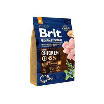 Корм сухий Brit Premium Dog Adult M для дорослих собак середніх порід вагою 10-25 кг з куркою 3 кг 8595602526352 170816/6352 фото