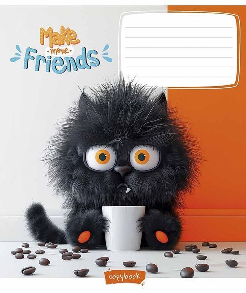 Комплект 5 шт учнівських зошитів Make more friends. Зошит Школярик 12 арк. у косу лінію 3453 4820006472535 4820006472535_012-3453C фото
