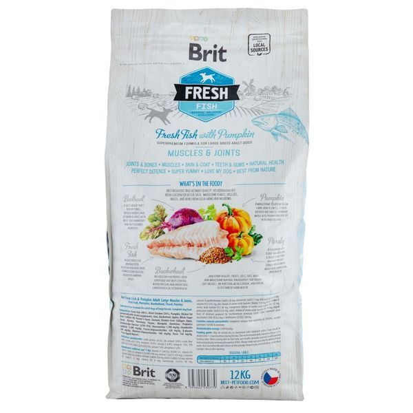 Корм сухий Brit Fresh Fish/Pumpkin Adult Large для дорослих собак великих порід для м'язів та суглобів з рибою та гарбузом 8595602530779 170993/530779 фото