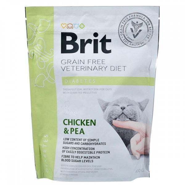 Корм сухий Brit Grain Free VetDiet Cat Diabetes для котів з цукровим діабетом беззерновий з куркою та горохом 400 г 170970/528530 фото