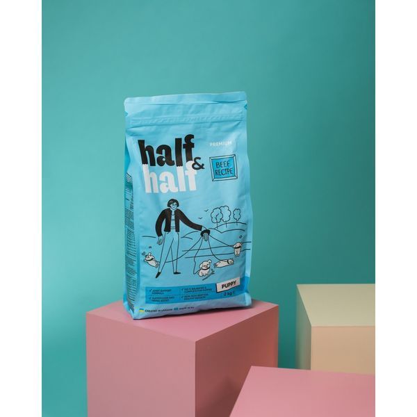 Корм сухий HalfHalf для цуценят усіх порід із яловичиною 2 кг 4820261920703 4820261920703 фото