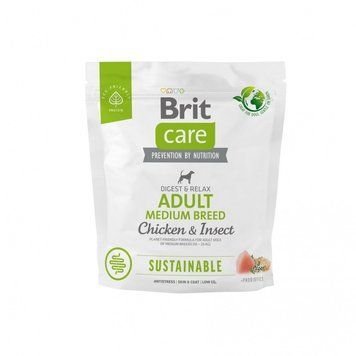 Корм сухий Brit Care Dog Sustainable Adult Medium Breed для дорослих собак середніх порід з куркою та комахами 1 кг 8595602559275 8595602559275 фото