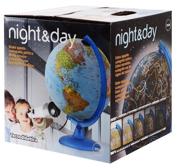 Глобус Tecnodidattica NIGHT&DAY 25 см з підсвіткою (українська мова) 0325GNNDUCLBB046 8007239990784 8007239990784 фото