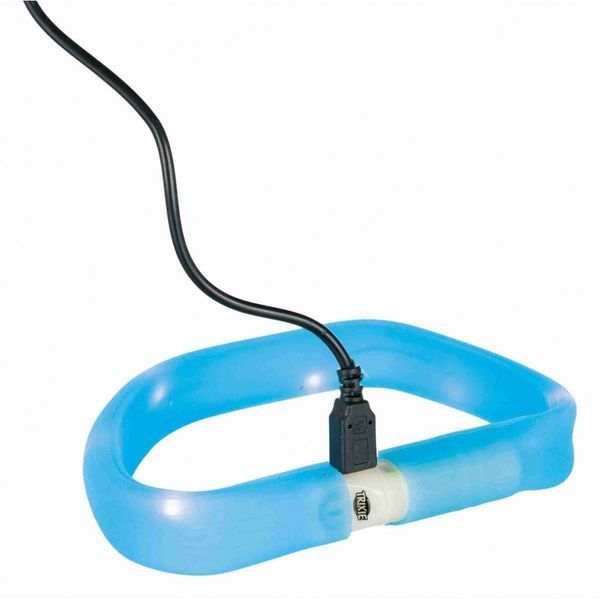 Нашийник Trixie Flash Light Ring USB для собак з підсвічуванням силіконовий синій широкий розмір M-L 50 cм/18 мм 4053032126718 4053032126718 фото