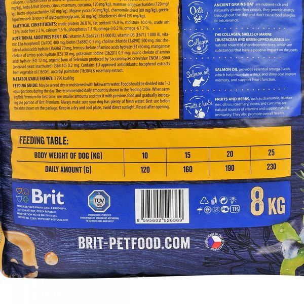 Корм сухий Brit Premium Dog Adult M для дорослих собак середніх порід вагою 10-25 кг з куркою 8 кг 8595602526369 170817/6369 фото