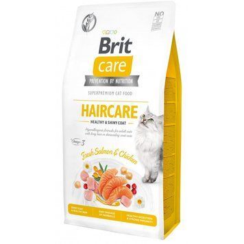 Корм сухий Brit Care Cat Grain Free Haircare Healthy and Shiny Coat для котів догляд за шкірою і шерстю лосось та курка 7 кг 171305/0877 фото