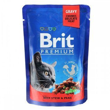 Корм вологий Brit Premium Cat Beef Stew and Peas pouch для котів з тушеною яловичиною та горошком 100 г 100270 /505982 фото
