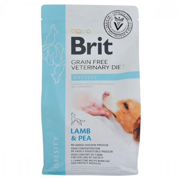 Корм сухий Brit Grain Free VetDiet Dog Obesity для собак для корекції ваги беззерновий з ягням індичкою та горохом 2 кг 8595602528073 170941/8073 фото