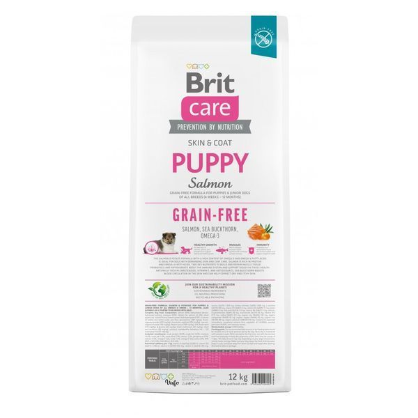 Корм сухий Brit Care Dog Grain-free Puppy для цуценят беззерновий з лососем 12 кг 8595602558803 8595602558803 фото