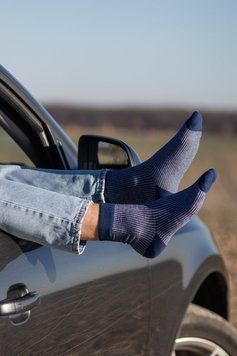 Високі шкарпетки у смужку безшовні якісні 100% ORGANIC cotton JILL ANTONY сині 38-40 31020 фото