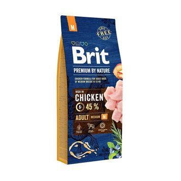 Корм сухий Brit Premium Dog Adult M для дорослих собак середніх порід вагою 10-25 кг з куркою 15 кг 8595602526376 170818/6376 фото