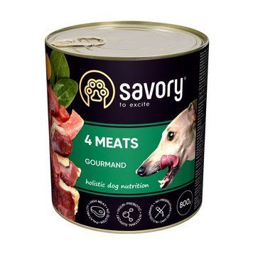 Корм вологий Savory Dog Gourmand 4 meats паштет для дорослих собак усіх порід з чотирма видами м&rsquo;яса 800 г 4820232630877 фото