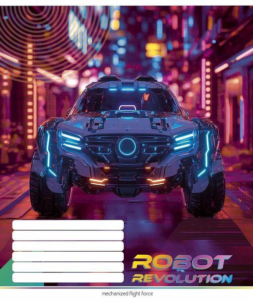 Зошит учнівський, набір 5 шт, Robot Revolution ВД-лак. Зошит Star у клітинку 24арк. 3522 4820006472108 4820006472108_024-3522K фото
