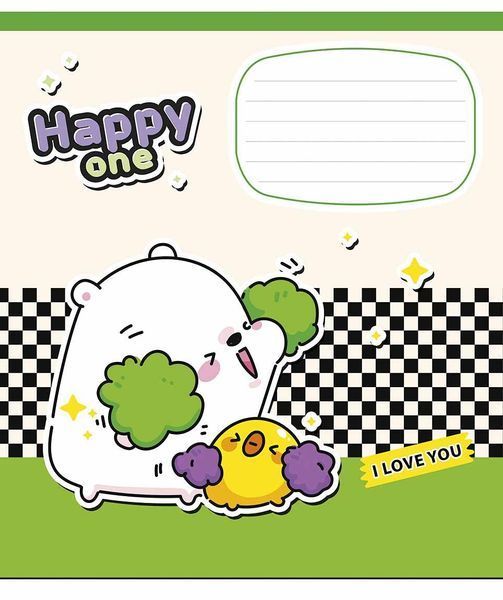 Комплект 5 шт учнівських зошитів Happy one. Зошит Школярик 12 арк. у косу лінію 3532 4820006472535 4820006472535_012-3532C фото
