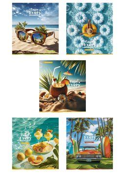 Комплект 5 шт загальних зошитів Enjoy your summer. Зошит Школярик 60 арк. у клітинку 3515 4823088231380 4823088231380_060-3515K фото