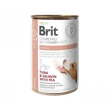 Вологий корм Brit Grain Free Veterinary Diets Renal для дорослих собак з хронічною нирковою недостатністю з тунцем лососем т 8595602536313 8595602536313 фото