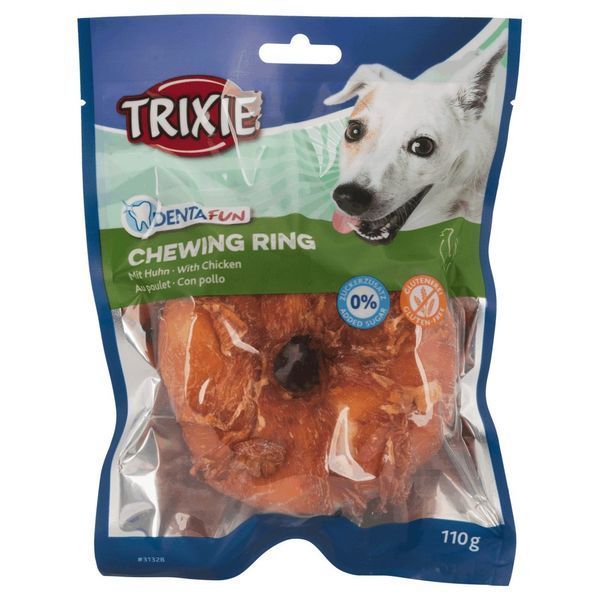 Ласощі Trixie Denta Fun для собак Кільце для чищення зубів з куркою 10 см 110 г 4011905313283 31328_1шт фото