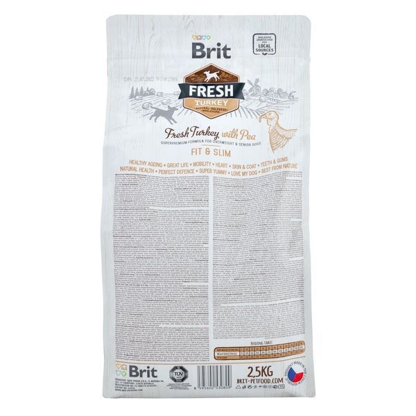Корм сухий Brit Fresh Turkey/Pea Fit and Slim для собак похилого віку і зайвою вагою з індичкою та горохом 2,5 кг 8595602530809 170996/0809 фото