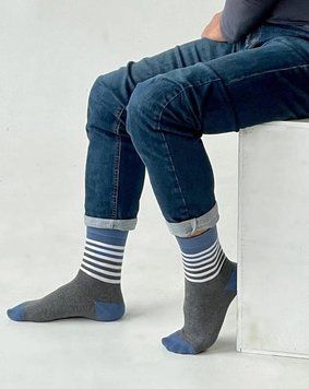 Шкарпетки з принтом смужки високі безшовні дихаючі якісні ORGANIC cotton JILL ANTONY 31033-9 фото