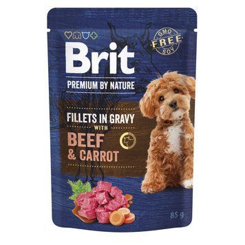 Корм вологий Brit Premium Fillets in Gravy Beef & Carrot для собак малих порід філе в соусі яловичина і морква 85 г 8595602572441 фото