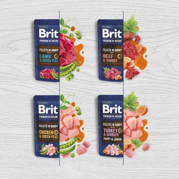 Корм вологий Brit Premium Fillets in Gravy Beef & Carrot для собак малих порід філе в соусі яловичина і морква 85 г 8595602572441 фото